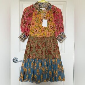NWT Zimmermann Spliced Floral Patchwork Mini Dress - Size 1 (Fits US S/4)